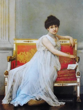 portrait of a standing woman Painting - Portrait of a noble woman Jan van Beers